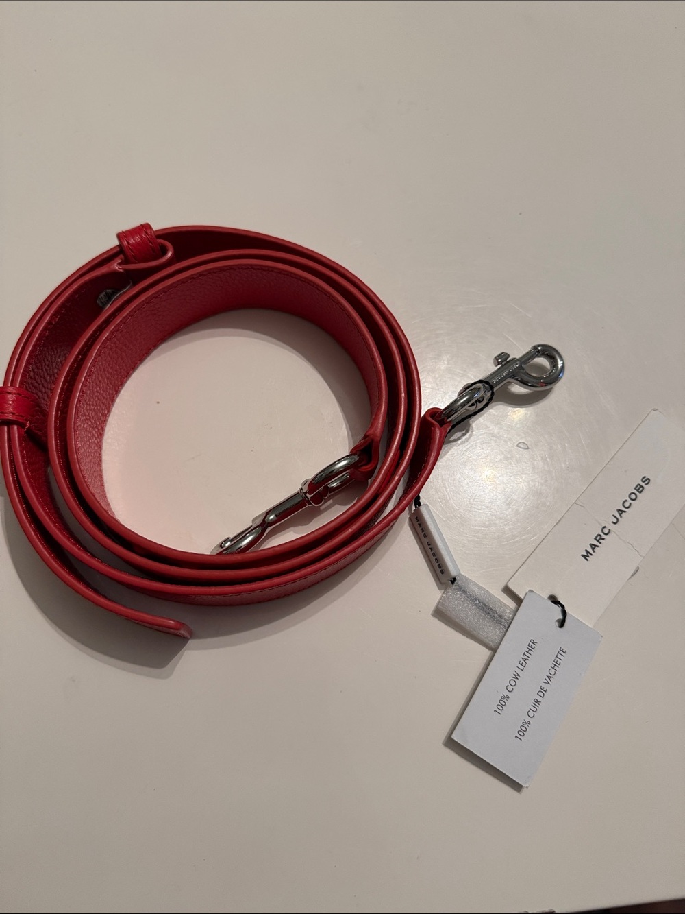 NWT Marc Jacobs Red Leather Crossbody Strap with Silver Hardware